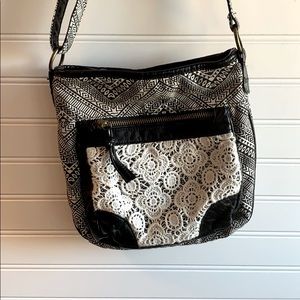 Mini Black White Crochet Pocket Crossbody Small